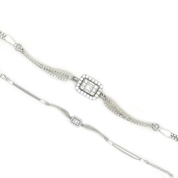 Şık Pırlanta Tasarımlı 925 Ayar Gümüş Bileklik