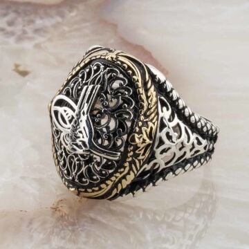 925 Ayar Gümüş Osmanlı Tuğralı Erkek Yüzük