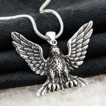 925 Ayar Gümüş Kartal Simgeli Kolye