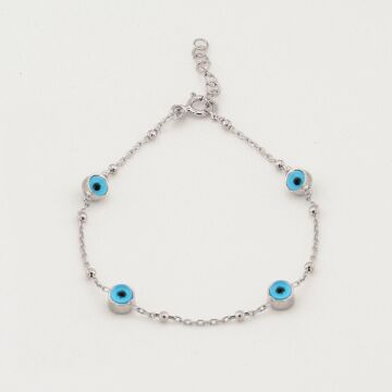 925 Ayar Gümüş Nazar Gözlü Bayan Bileklik