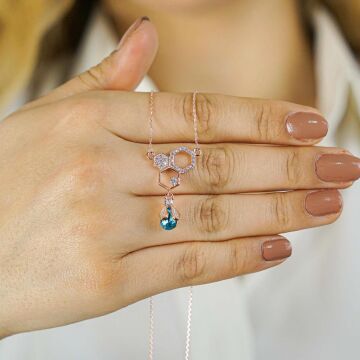 Özel Tasarımlı Arım Balım Peteğim Gümüş Kolye ROSE