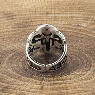 Çift Kartal Başlı Okçu (Zihgir) Model 2 Gümüş Yüzük