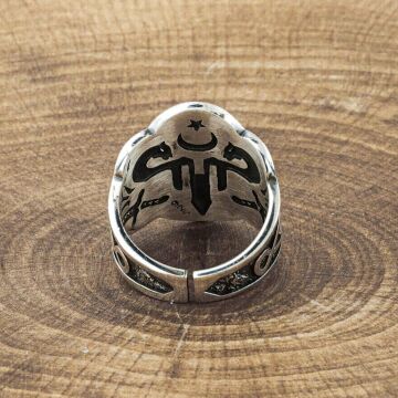 Çift Kartal Başlı Okçu (Zihgir) Model 2 Gümüş Yüzük