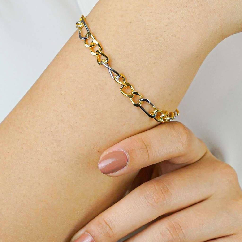 Şık Tasarımlı 14 Ayar Altın Kaplama Hallow Gümüş Bileklik