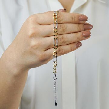 Şık Tasarımlı 14 Ayar Altın Kaplama Hallow Gümüş Bileklik