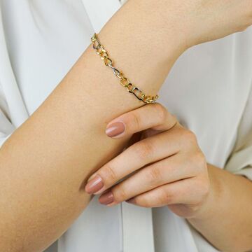 Şık Tasarımlı 14 Ayar Altın Kaplama Hallow Gümüş Bileklik