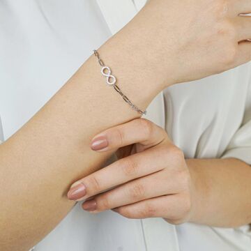 Şık Tasarımlı Sonsuzluk Gümüş Bileklik