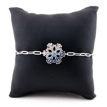 Renk Geçişli Kar Tanesi Tasarımlı 925 Ayar Gümüş Bileklik