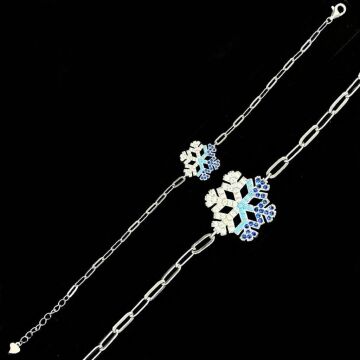 Renk Geçişli Kar Tanesi Tasarımlı 925 Ayar Gümüş Bileklik