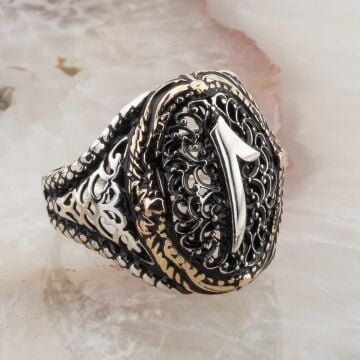 925 Ayar Gümüş Elif Simgeli Erkek Gümüş Yüzük