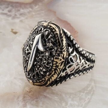 925 Ayar Gümüş Elif Simgeli Erkek Gümüş Yüzük