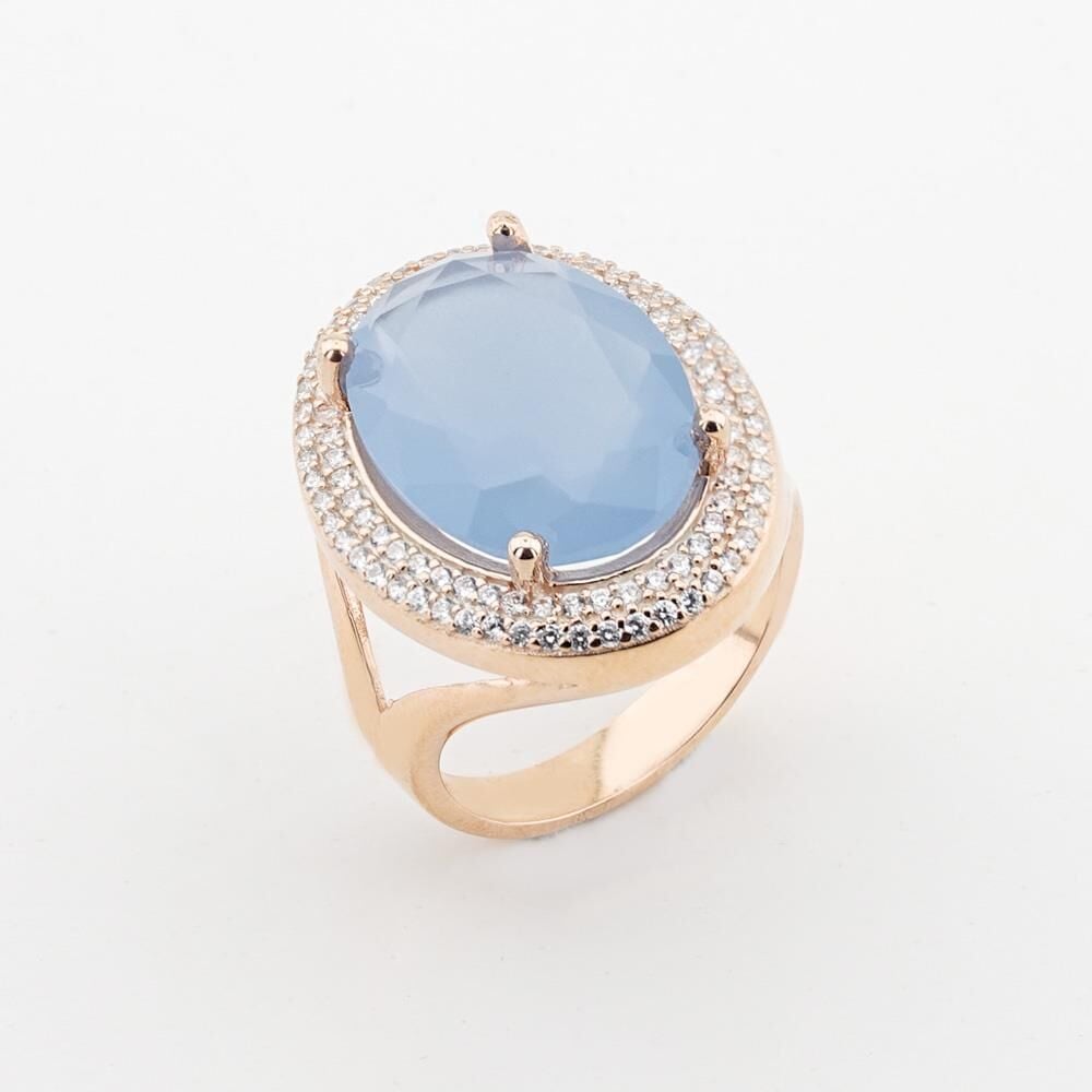 925 Ayar Gümüş Su Yeşili Taşlı Bayan Gümüş Yüzük