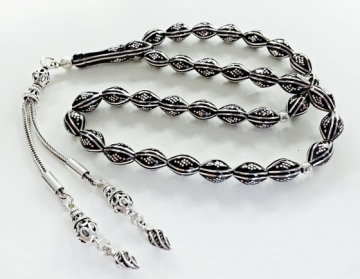 925 Ayar Gümüş Arpa Kesim Erzurum Oltu Taşı Tesbih