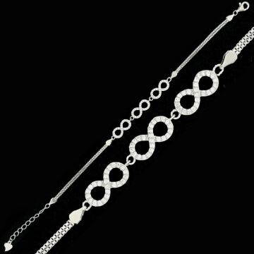 Sonsuzluk Tasarımlı Şık 925 Ayar Gümüş Bileklik