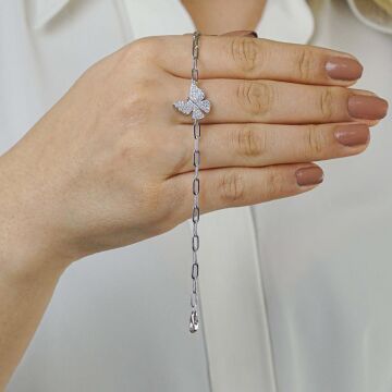 Özel Kelebek Tasarımlı Kalın Zincirli 925 Ayar Gümüş Bileklik