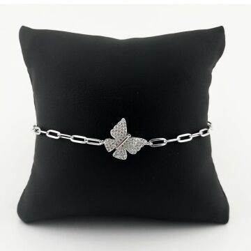 Özel Kelebek Tasarımlı Kalın Zincirli 925 Ayar Gümüş Bileklik