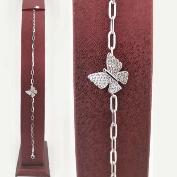 Özel Kelebek Tasarımlı Kalın Zincirli 925 Ayar Gümüş Bileklik