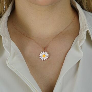 İsimli Papatya  Gümüş Bayan Kolye
