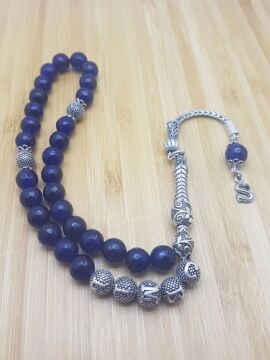 925 Ayar Gümüş Püsküllü Faset Kesimli Kişiye Özel Akik Tesbih