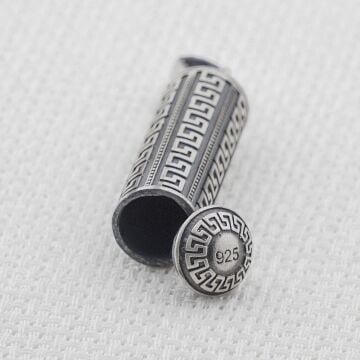 Silindir Tasarımlı 925 Ayar Gümüş Cevşen Muska Kabı Küçük Boy