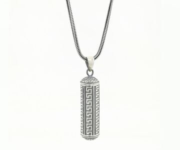 Silindir Tasarımlı 925 Ayar Gümüş Cevşen Muska Kabı Kolye Küçük Boy