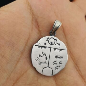 Kam Davulu Tasarımlı 925 Ayar Gümüş Kolye Ucu