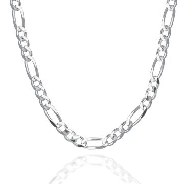 Şık İtalyan Tasarımlı 925 Ayar Gümüş Figaro Zincir Kolye 5 MM 60 CM