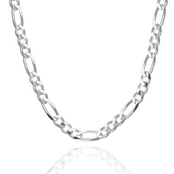 Şık İtalyan Tasarımlı 925 Ayar Gümüş Figaro Zincir Kolye 5 MM 60 CM