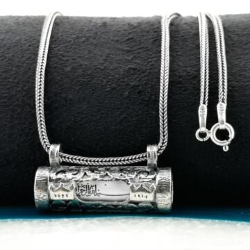 Dualı 925 Ayar Gümüş Cevşen Kolye Kalın Zincirli 60 CM