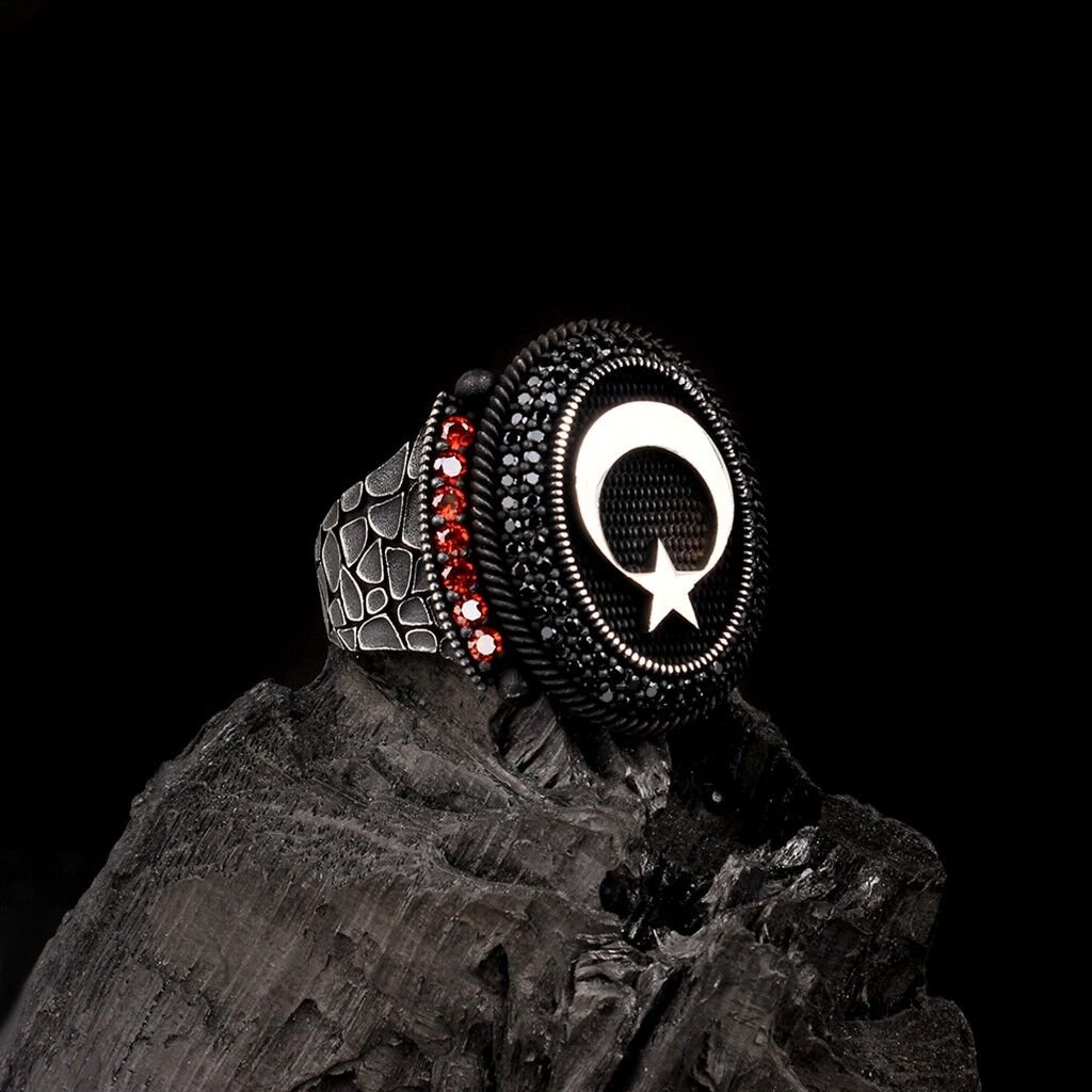 925 Ayar Gümüş Ay Yıldız Model Erkek Yüzük