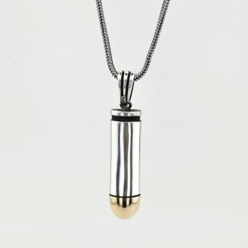 Özel Mermi Tasarımlı Kalın Zincirli 925 Ayar Gümüş Kolye 60 CM