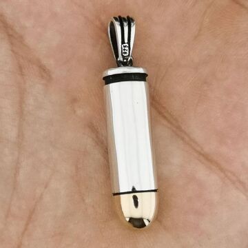 Özel Mermi Tasarımlı Kalın Zincirli 925 Ayar Gümüş Kolye 60 CM