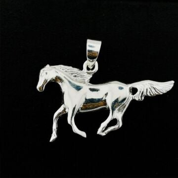 Dört Nala Koşan At Tasarımlı 925 Ayar Gümüş Kolye Ucu