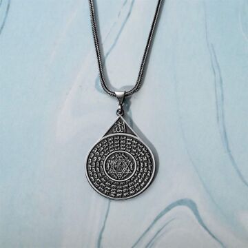 Mührü Süleyman ve Esmaül Hüsna Dua İşlemeli 925 Ayar Gümüş Kolye