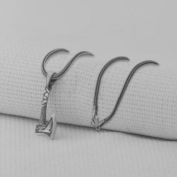 Balta Tasarımlı Kalın Zincirli 925 Ayar Gümüş Kolye 60 CM