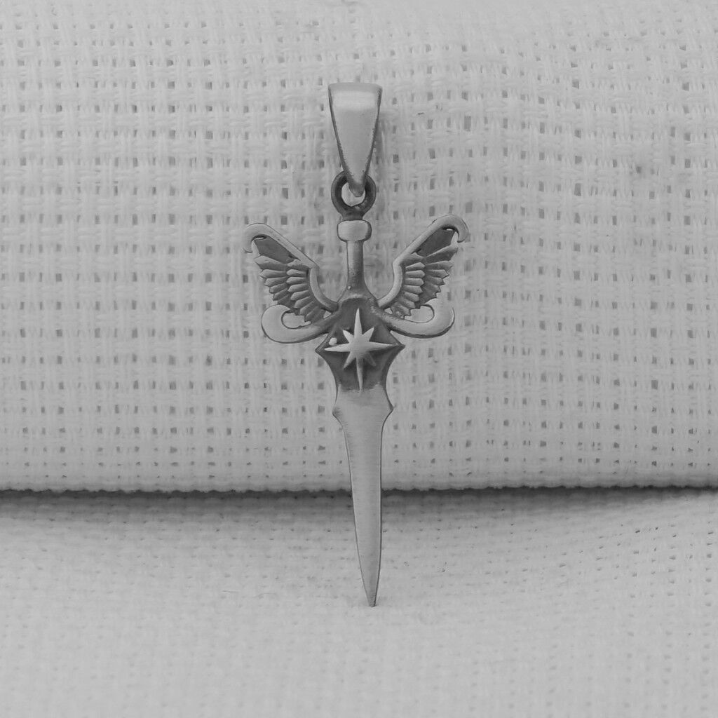 Melek Kanatlı Kılıç Tasarımlı 925 Ayar Gümüş Ucu