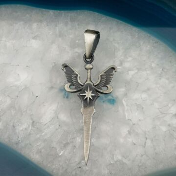 Melek Kanatlı Kılıç Tasarımlı 925 Ayar Gümüş Ucu