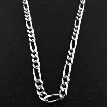 Şık İtalyan Tasarımlı 925 Ayar Gümüş Figaro Zincir Kolye 4 MM 60 CM