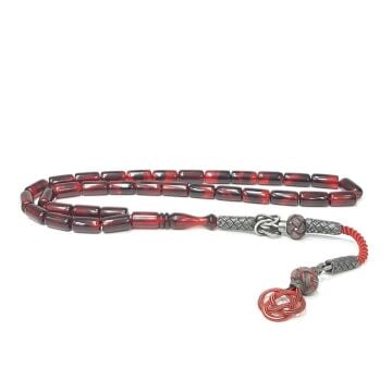 1000 Ayar Kazaz Püsküllü Kesme Model  Sıkma Kehribar Tesbih Model-3