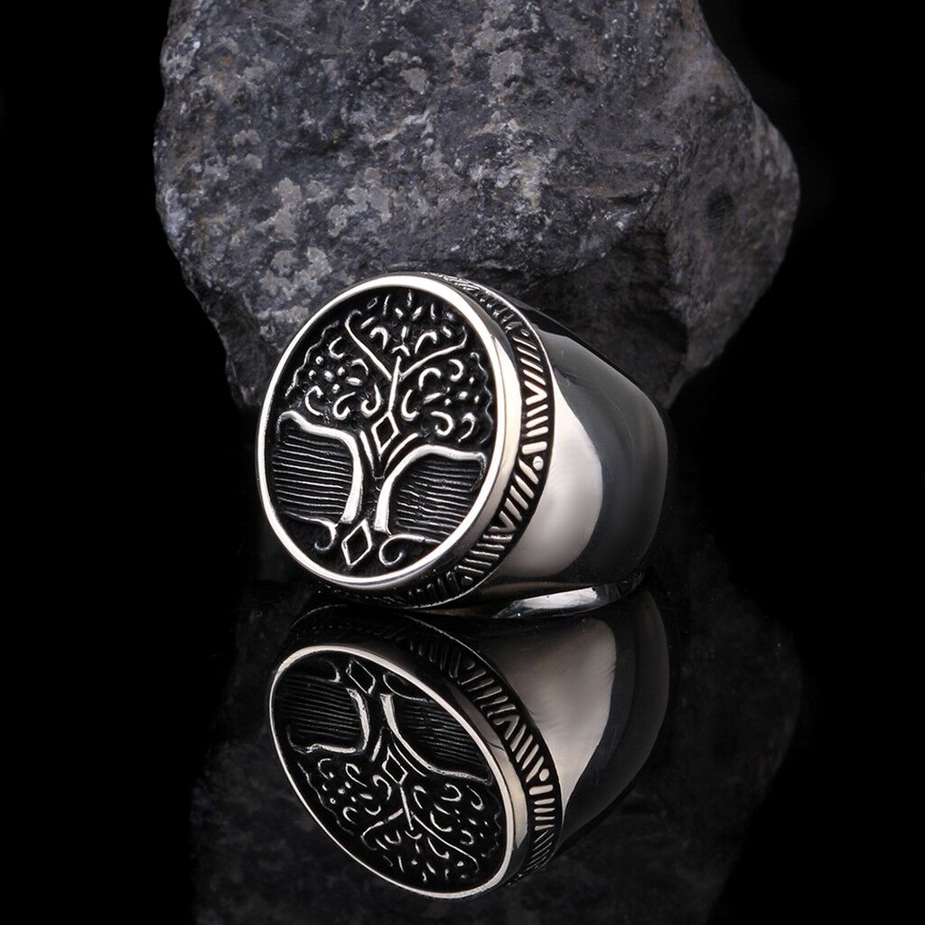 925 Ayar Gümüş Hayat Ağacı İşlemeli Oval Gümüş Yüzük