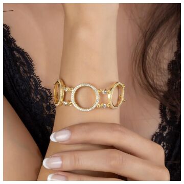 Üç Çeyreklik Altın Kaplamalı 925 Ayar Gümüş Bileklik