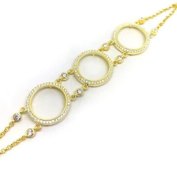 Üç Çeyreklik Altın Kaplamalı 925 Ayar Gümüş Bileklik