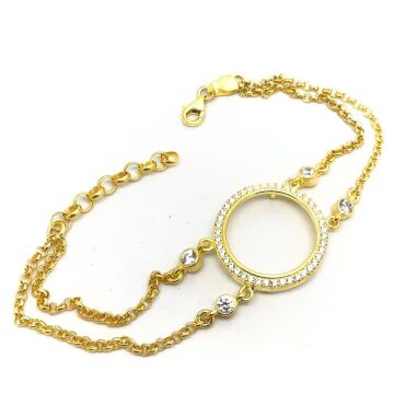 Çeyrek Koymak İçin Altın Kaplama 925 Ayar Gümüş Bileklik