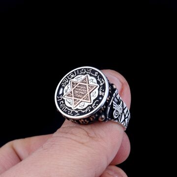 925 AYAR GÜMÜŞ HZ SÜLEYMAN MÜHRÜ TUĞRA MODEL YÜZÜK