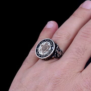 925 AYAR GÜMÜŞ HZ SÜLEYMAN MÜHRÜ TUĞRA MODEL YÜZÜK