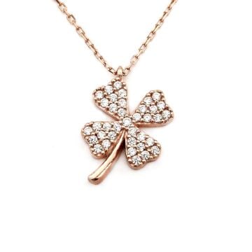 Yonca Tasarımlı 925 Ayar Gümüş Kolye Rose