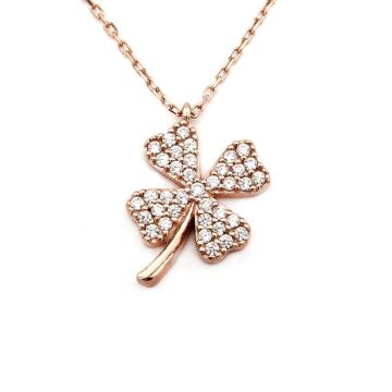 Yonca Tasarımlı 925 Ayar Gümüş Kolye Rose