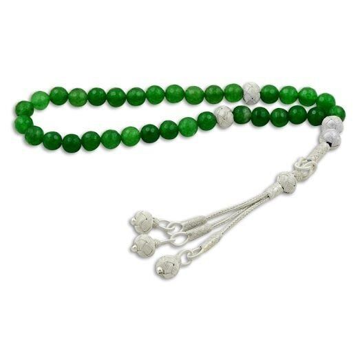 1000 Ayar Kazaz Püsküllü Fasetalı Kesim Akik Taşlı Tesbih