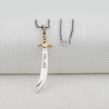 Hz Ali Zülfikar Kılıç Tasarımlı Yeşil Beyaz Taşlı 925 Ayar Gümüş Kolye