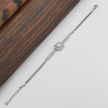 925 Ayar Gümüş Baget Taşlı Bayan Bileklik